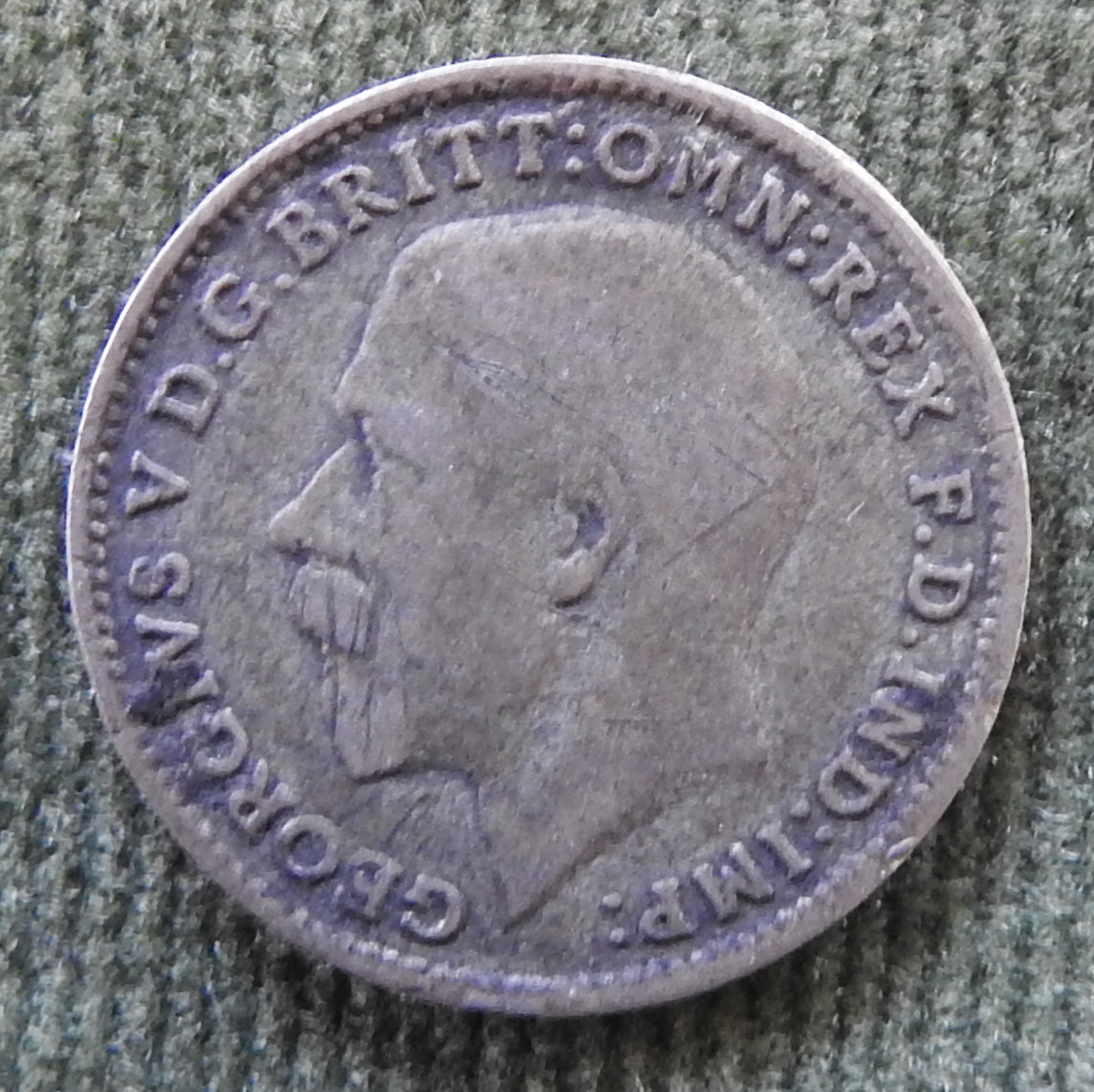 GB British UK English 1922 Three Pence King George V Coin