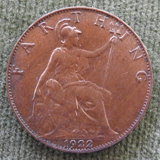 GB British UK English 1922 Farthing King George V Coin
