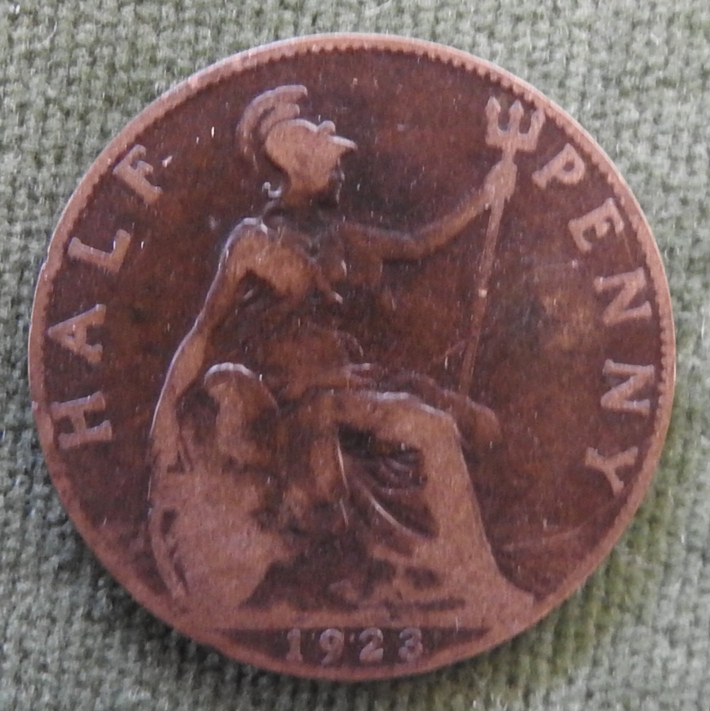 GB British UK English 1923 Half Penny King George V Coin