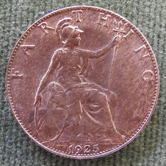 GB British UK English 1925 Farthing King George V Coin