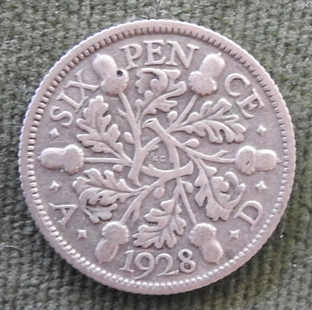 GB British UK English 1928 Sixpence King George V Coin