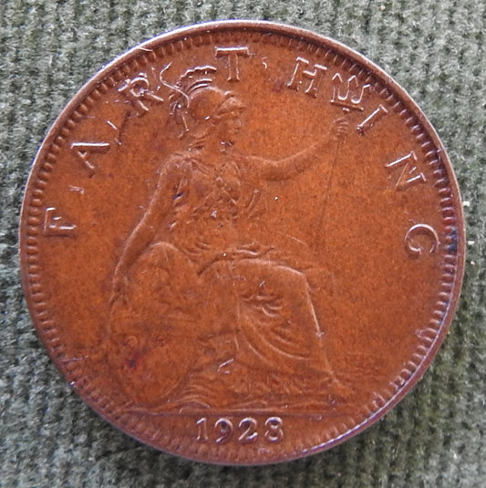 GB British UK English 1928 Farthing King George V Coin