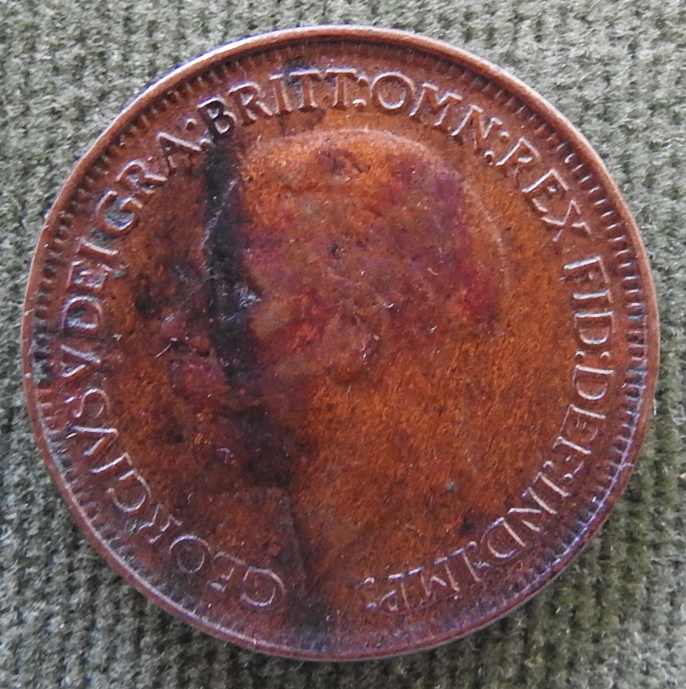 GB British UK English 1928 Farthing King George V Coin