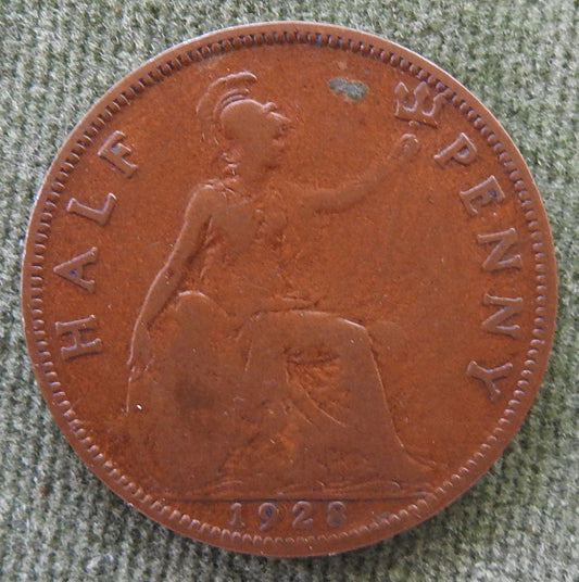 GB British UK English 1928 Half Penny King George V Coin