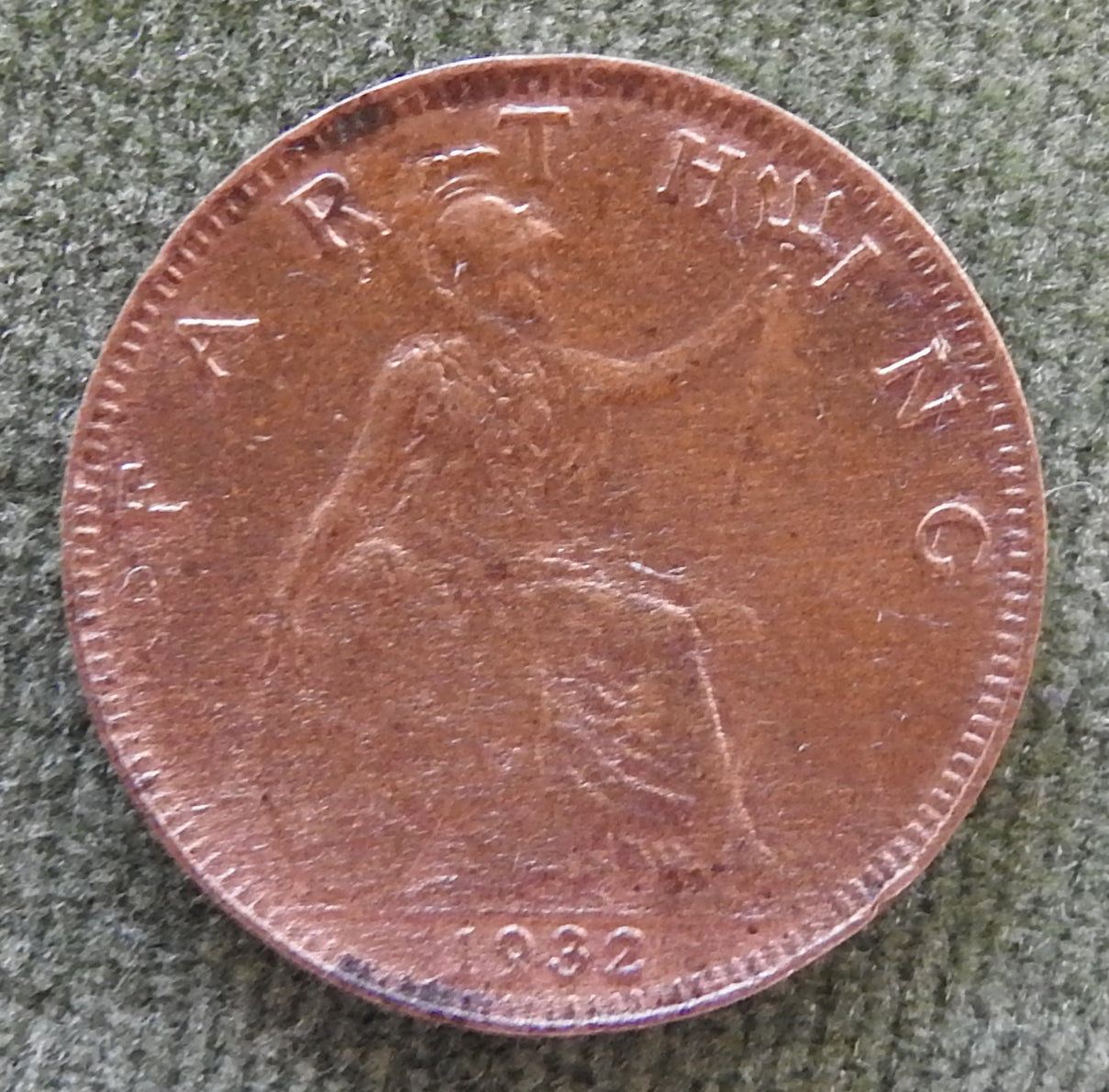 GB British UK English 1932 Farthing King George V Coin