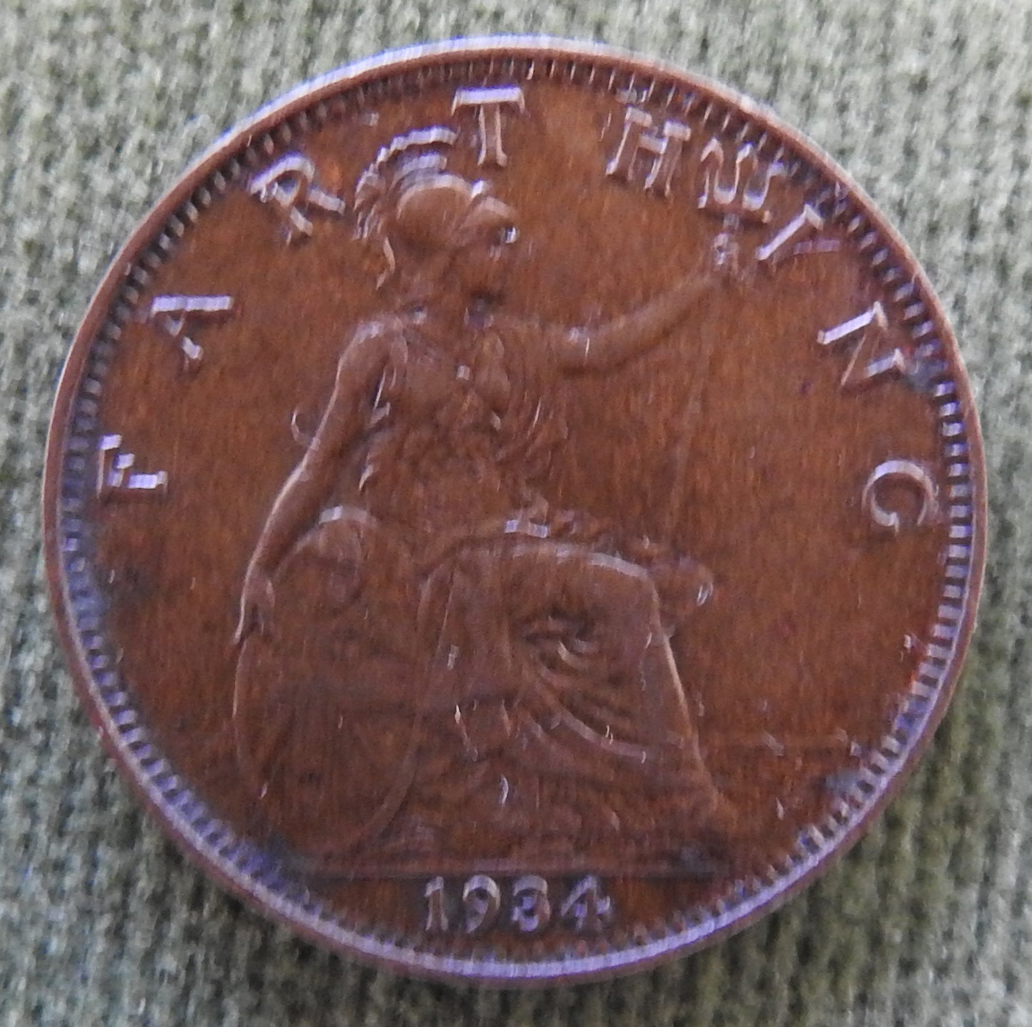 GB British UK English 1934 Farthing King George V Coin