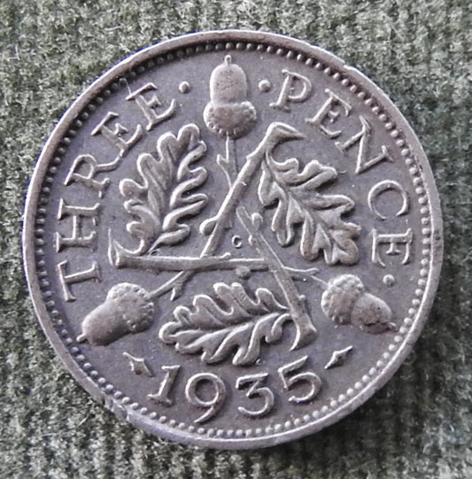 GB British UK English 1935 Three Pence King George V Coin