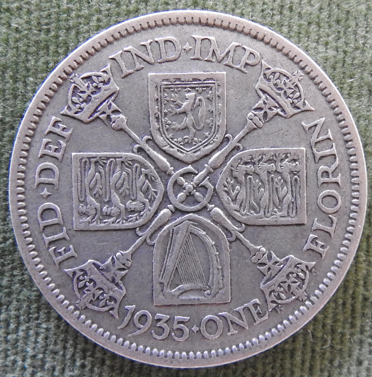 GB British UK English 1935 Two Shilling King George VI Coin