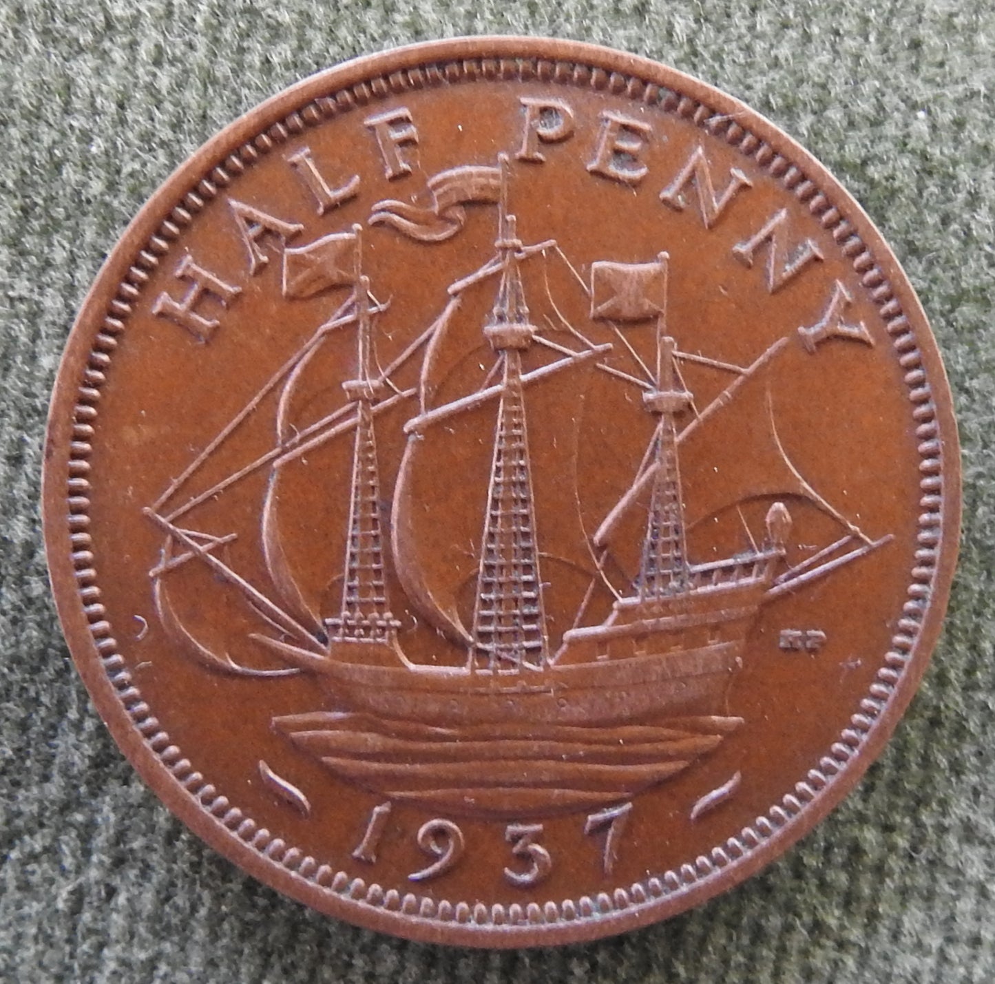 GB British UK English 1937 Half Penny King George VI Coin