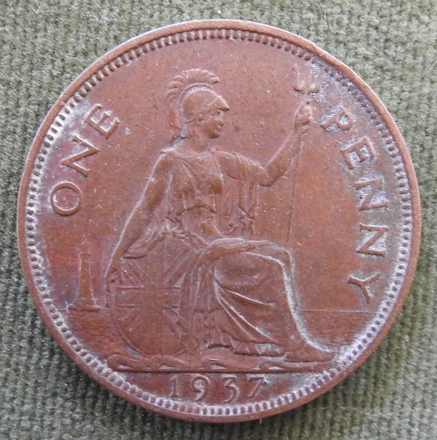 GB British UK English 1937 Penny King George V Coin - Variety