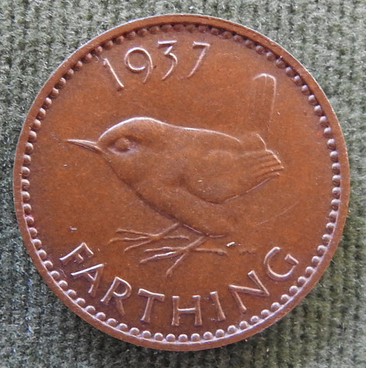 GB British UK English 1937 Farthing King George VI Coin