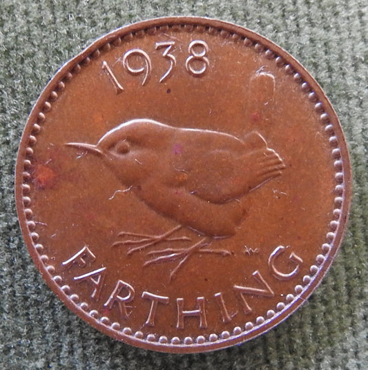 GB British UK English 1938 Farthing King George VI Coin