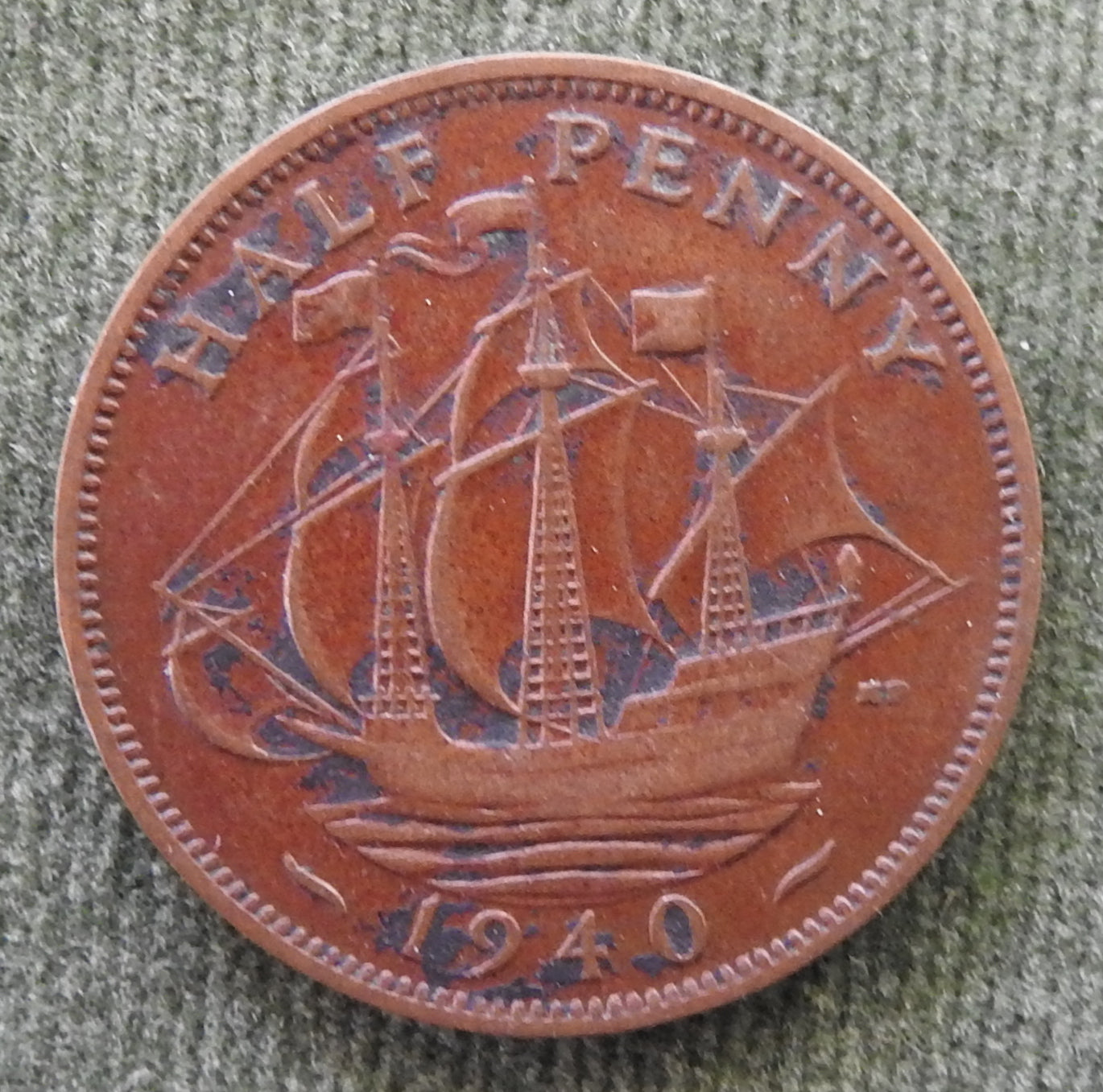 GB British UK English 1940 Half Penny King George VI Coin