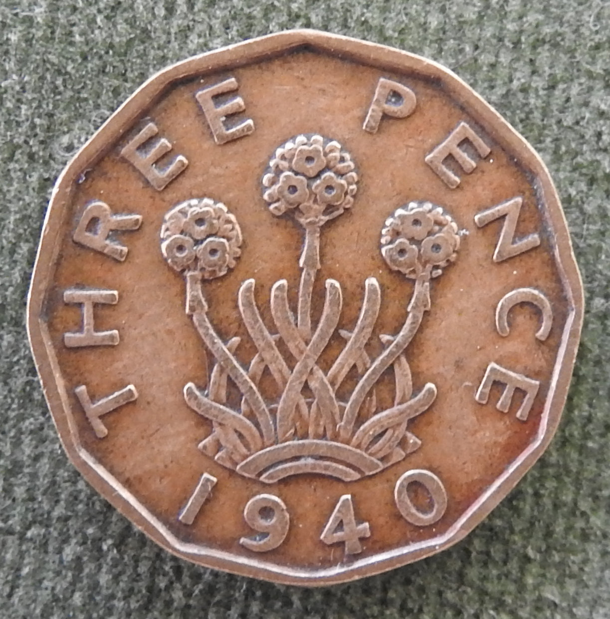 GB British UK English 1940 Three Pence 3p King George VI Coin