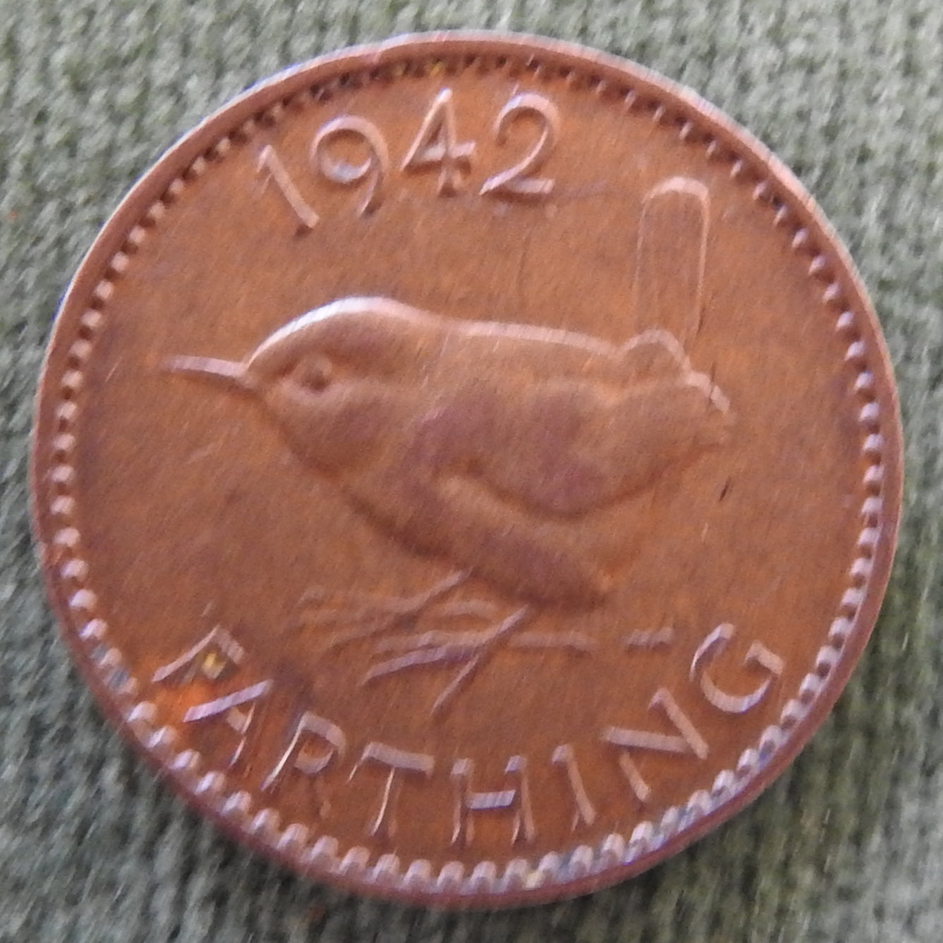 GB British UK English 1942 Farthing King George VI Coin