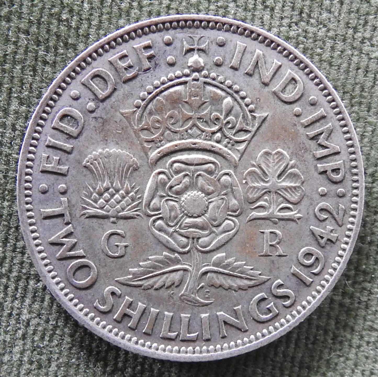 GB British UK English 1942 2 Shilling King George VI Coin