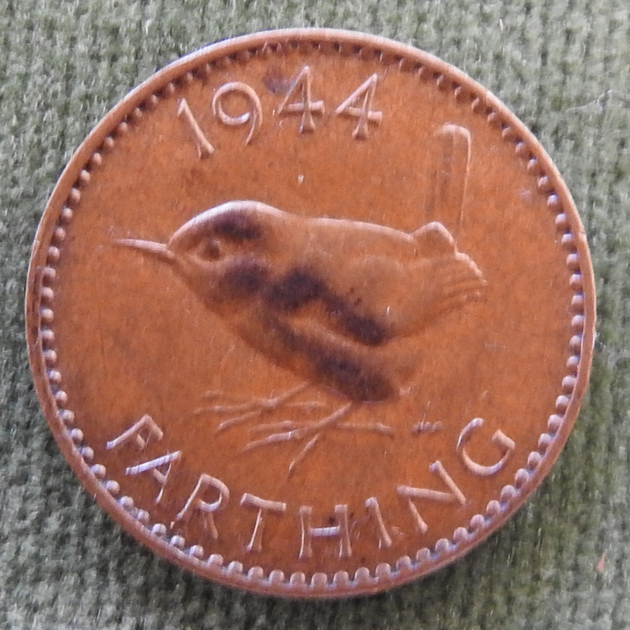 GB British UK English 1944 Farthing King George VI Coin