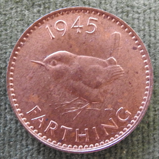GB British UK English 1945 Farthing King George VI Coin