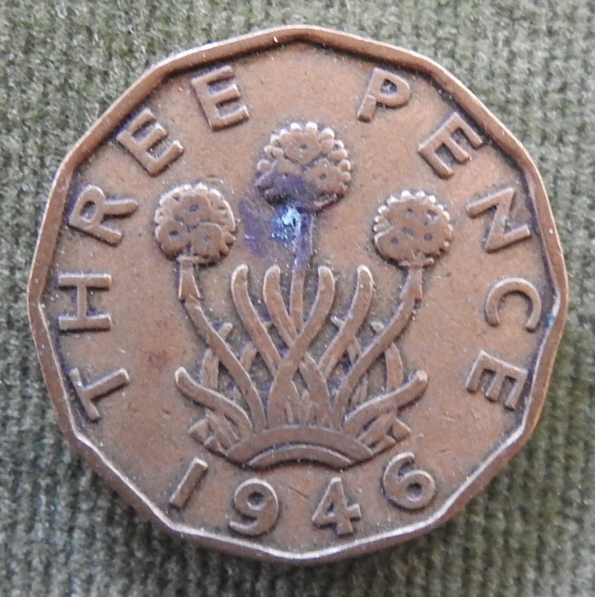 GB British UK English 1946 Three Pence King George VI Coin