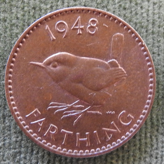 GB British UK English 1948 Farthing King George VI Coin