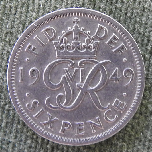 GB British UK English 1949 Sixpence King George VI Coin