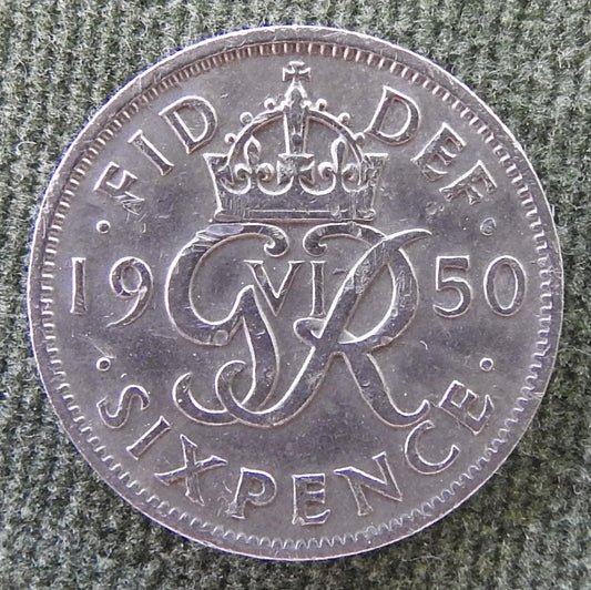 GB British UK English 1950 Sixpence King George VI Coin