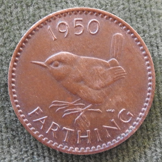 GB British UK English 1950 Farthing King George VI Coin