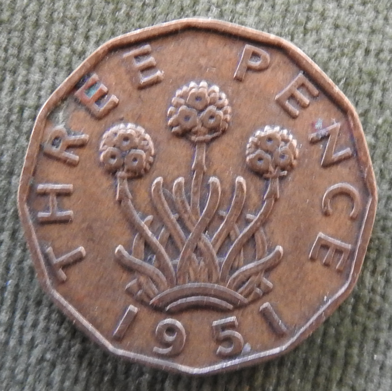GB British UK English 1951 Three Pence King George VI Coin