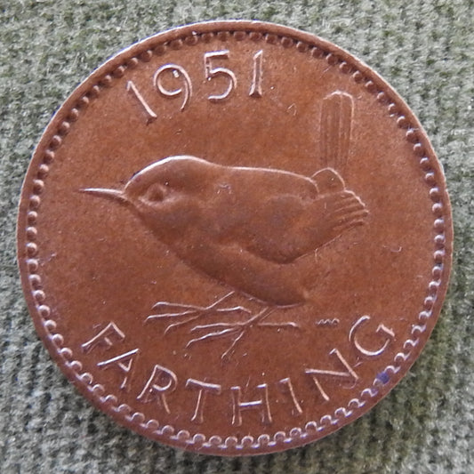 GB British UK English 1951 Farthing King George VI Coin