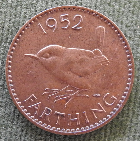 GB British UK English 1952 Farthing King George VI Coin