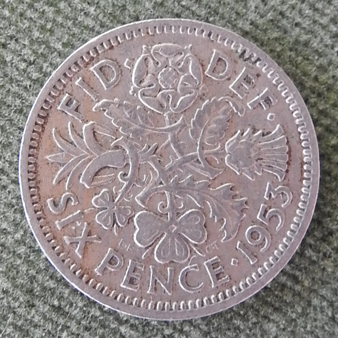GB British UK English 1953 Sixpence Queen Elizabeth II Coin