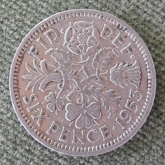 GB British UK English 1953 Sixpence Queen Elizabeth II Coin