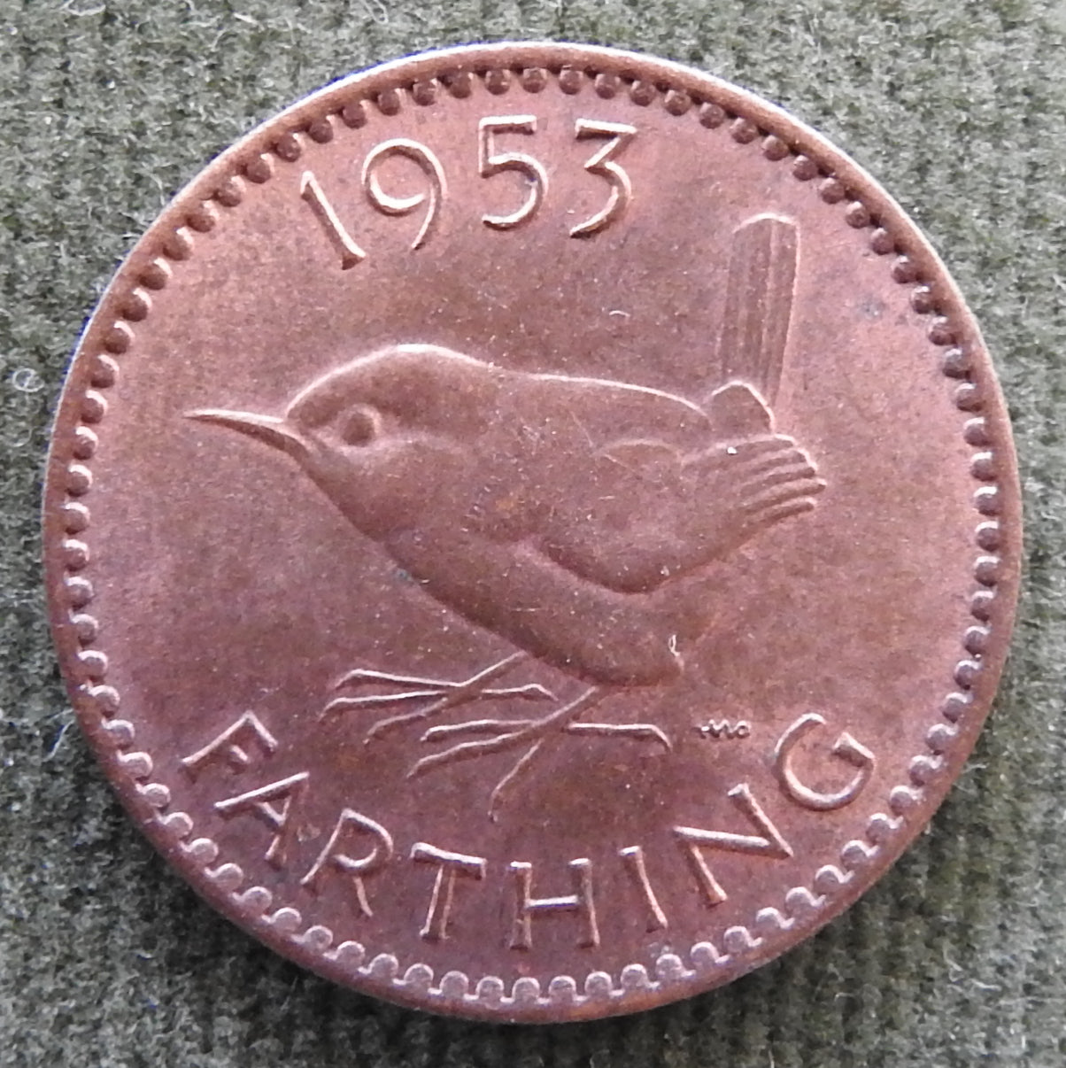 GB British UK English 1953 Farthing Queen Elizabeth II Coin