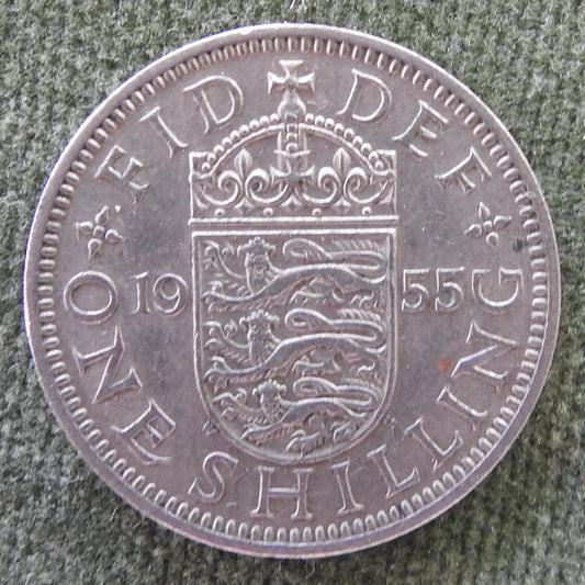 GB British UK English 1955 1 Shilling Queen Elizabeth II Coin