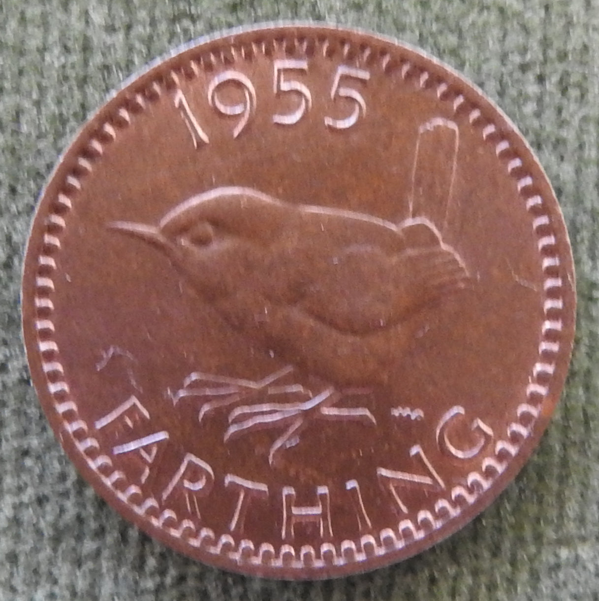 GB British UK English 1955 Farthing Queen Elizabeth II Coin