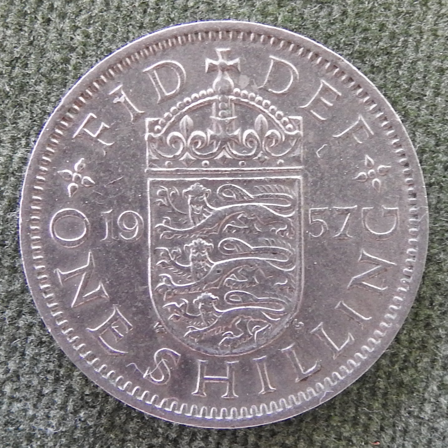 GB British UK English 1957 1 Shilling Queen Elizabeth II Coin