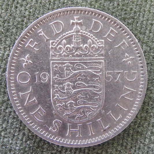 GB British UK English 1957 1 Shilling Queen Elizabeth II Coin