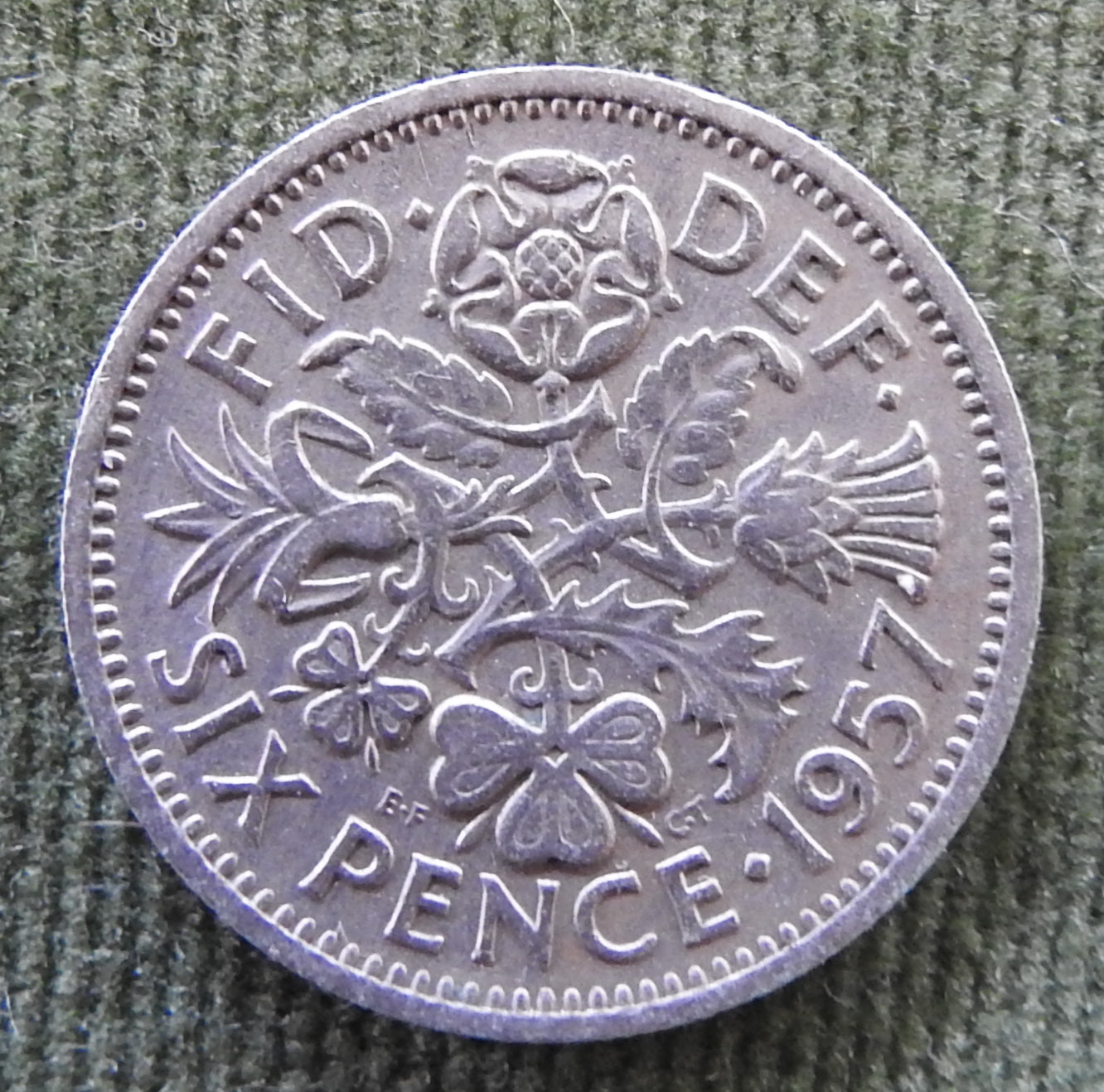 GB British UK English 1957 Sixpence Queen Elizabeth Coin