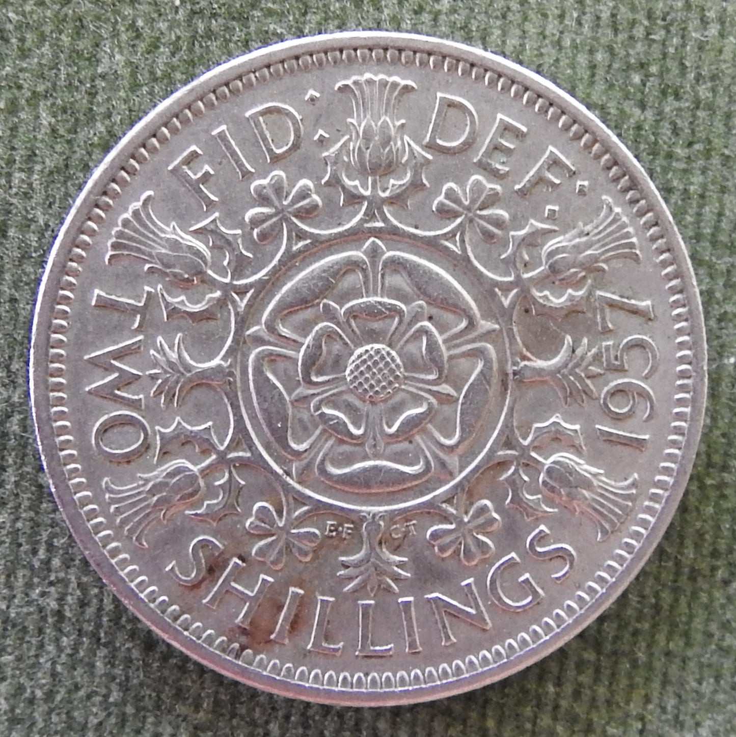 GB British UK English 1957 2 Shilling Queen Elizabeth II Coin