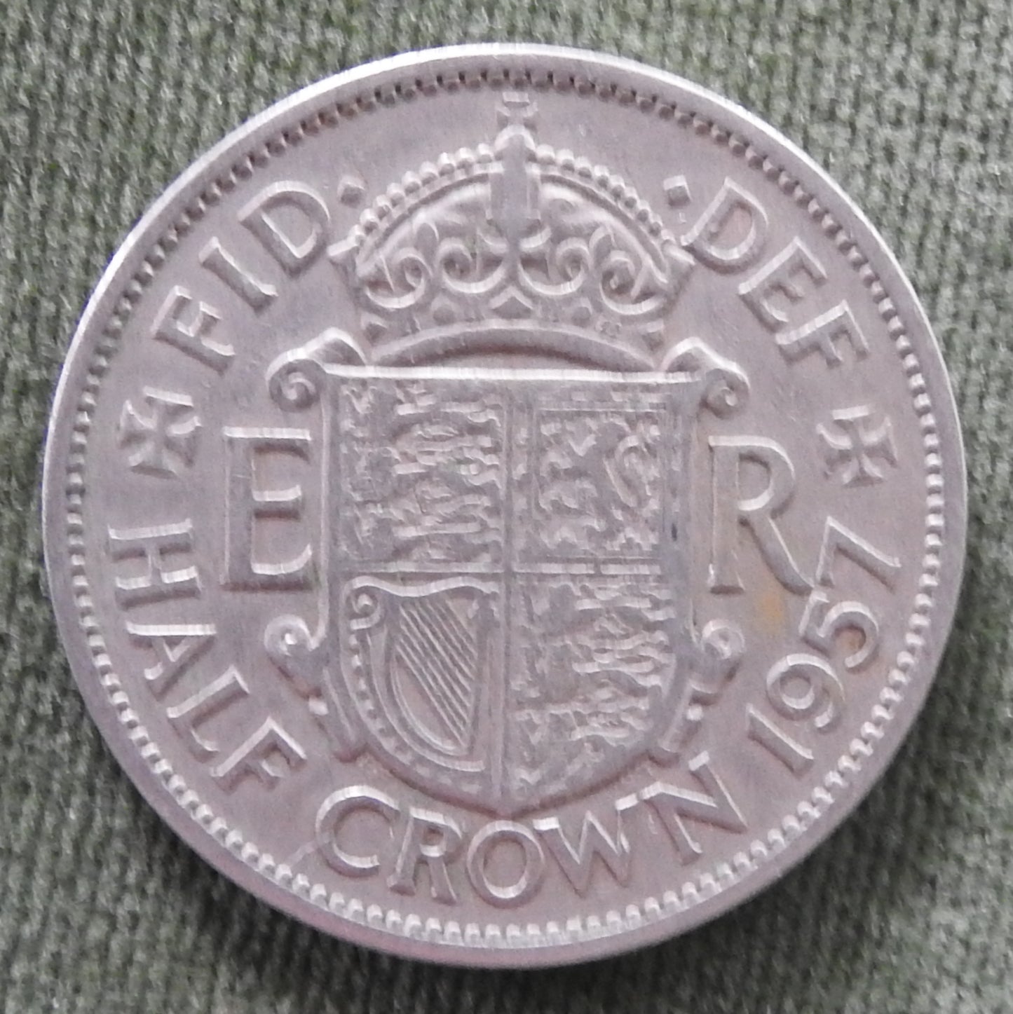 GB British UK English 1957 Half Crown Queen Elizabeth II Coin