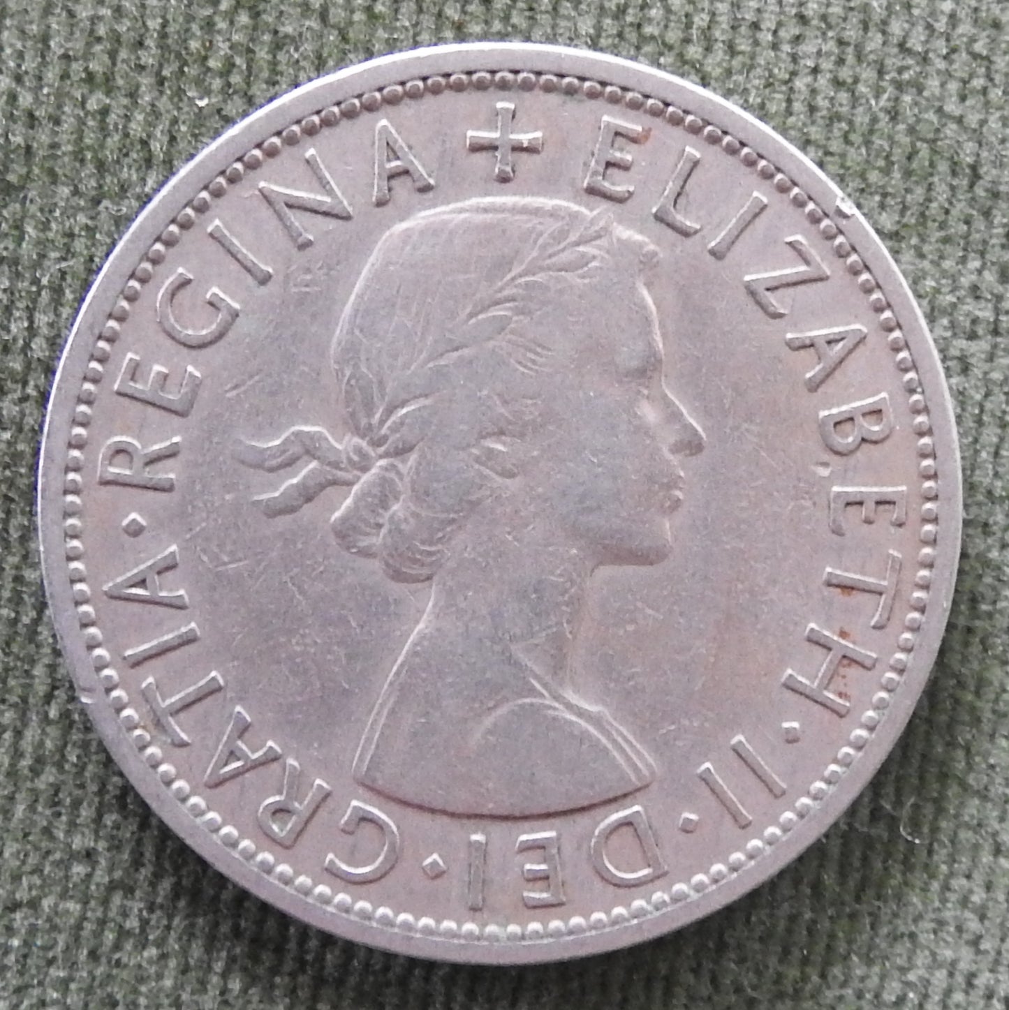 GB British UK English 1957 Half Crown Queen Elizabeth II Coin