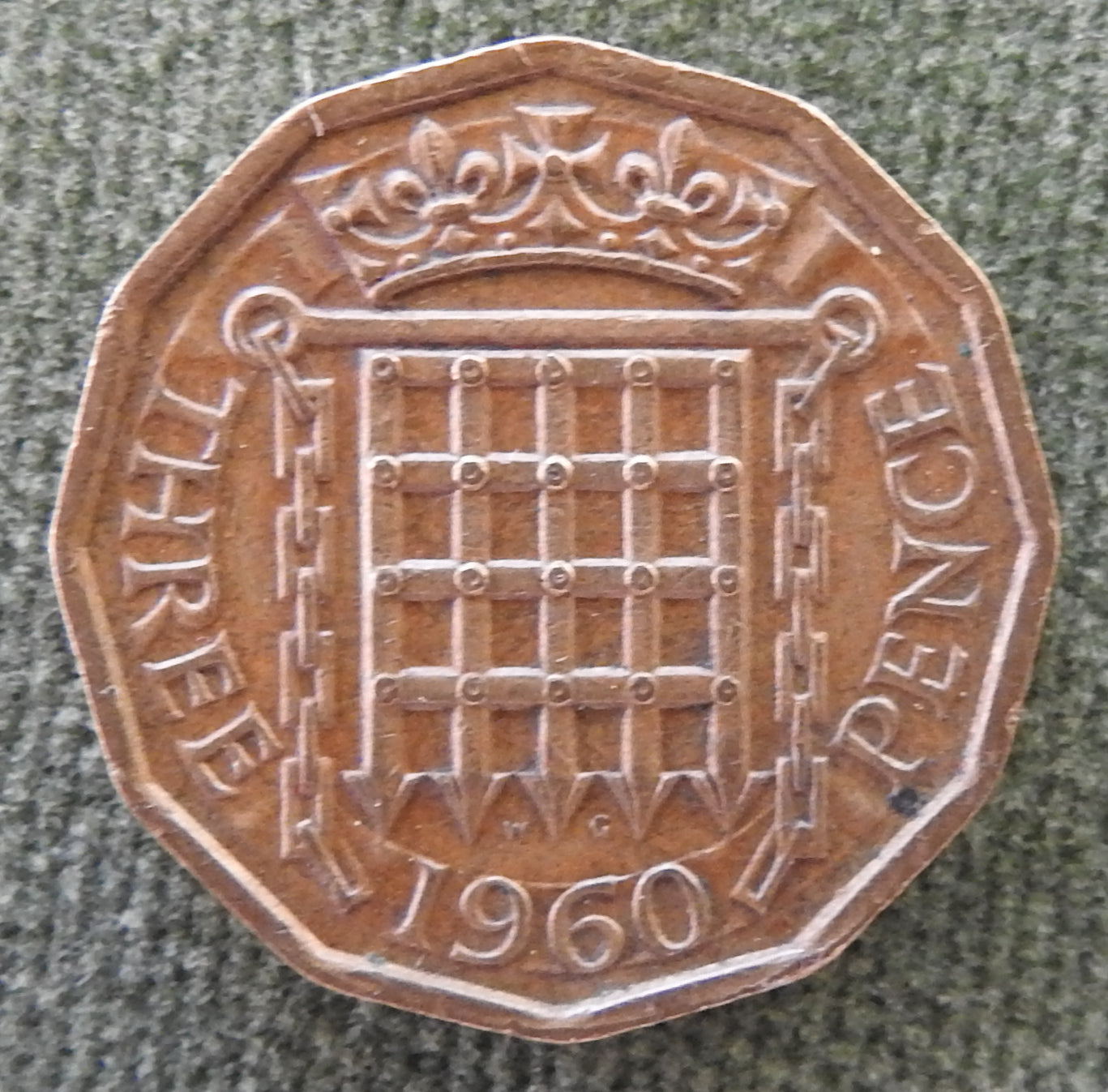 GB British UK English 1960 Three Pence 3p King George VI Coin