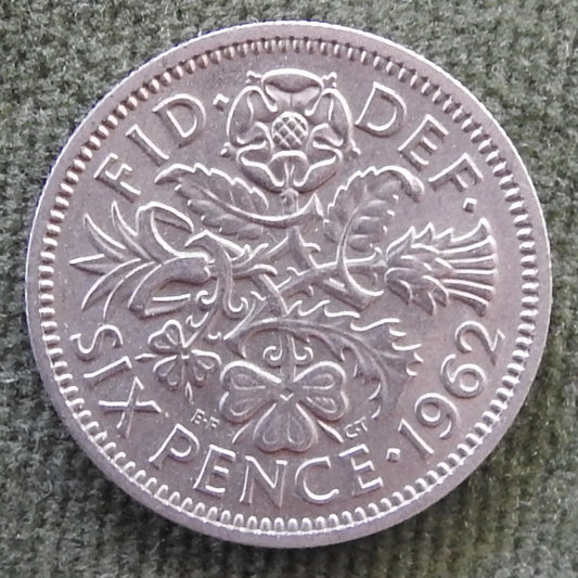 GB British UK English 1962 Sixpence QEII Coin