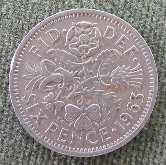 GB British UK English 1963 Sixpence Queen Elizabeth II Coin