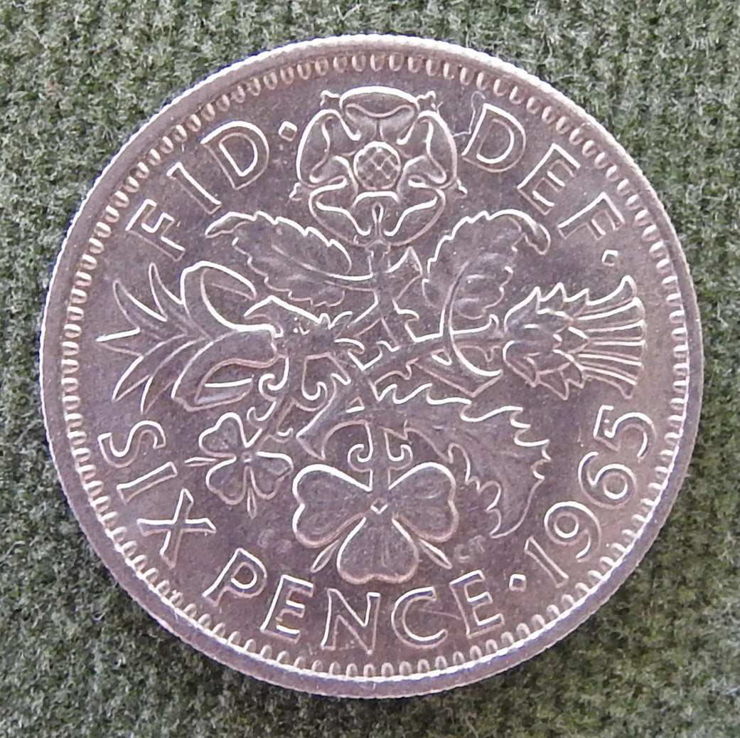 GB British UK English 1965 Sixpence Queen Elizabeth II Coin