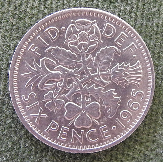 GB British UK English 1965 Sixpence Queen Elizabeth II Coin
