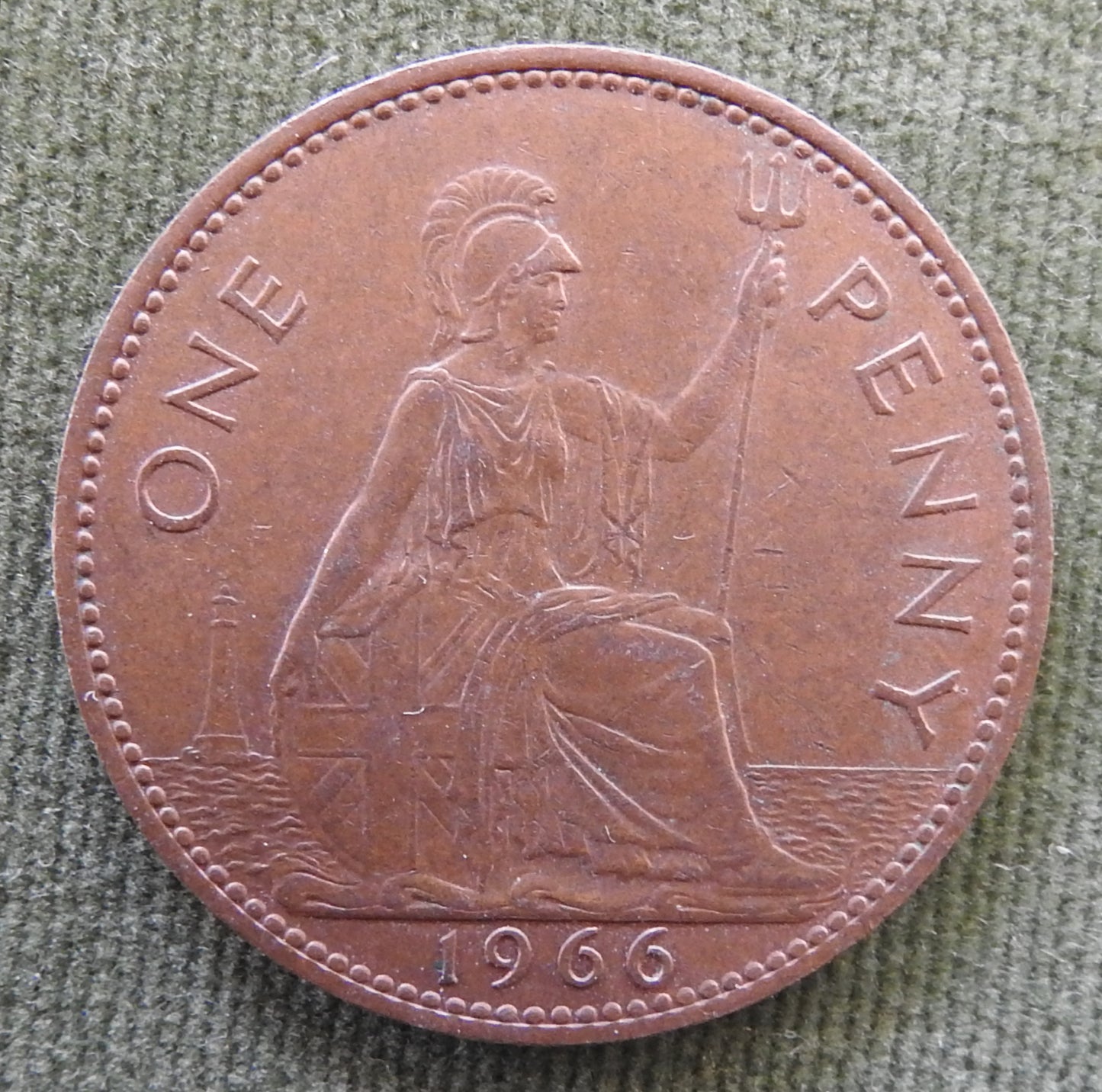 GB British UK English 1966 Penny Queen Elizabeth II Coin