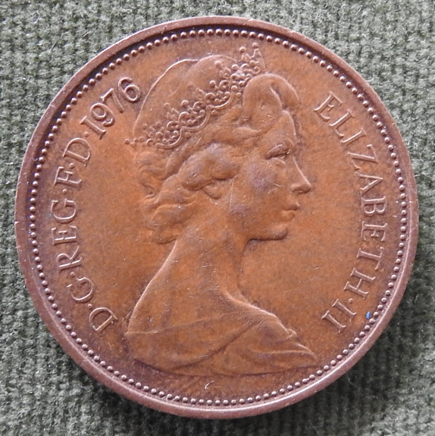GB British UK English 1976 2 New Pence Queen Elizabeth II Coin