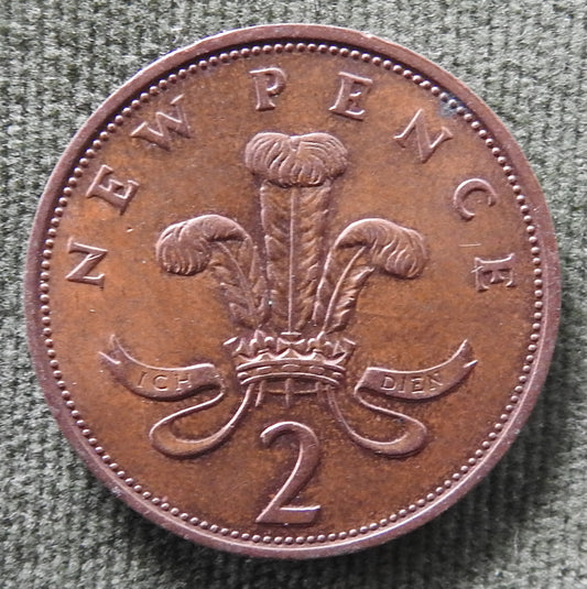 GB British UK English 1976 2 New Pence Queen Elizabeth II Coin