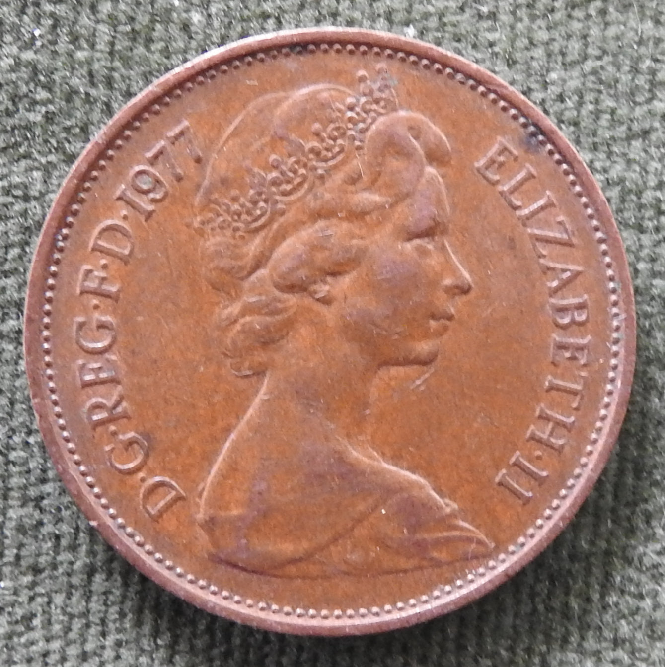 GB British UK English 1977 2 New Pence Queen Elizabeth II Coin